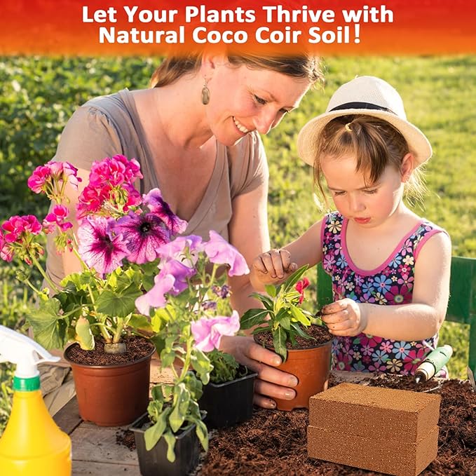 Legigo 8 Pack Coco Coir Bricks (11.2lb), 100% Organic Coconut Coir Fiber Potting Soil for Plants, Compressed Coco Peat Seed Starter, Coconut Husk Potting Mix for Indoor & Outdoor Plants, Gardening