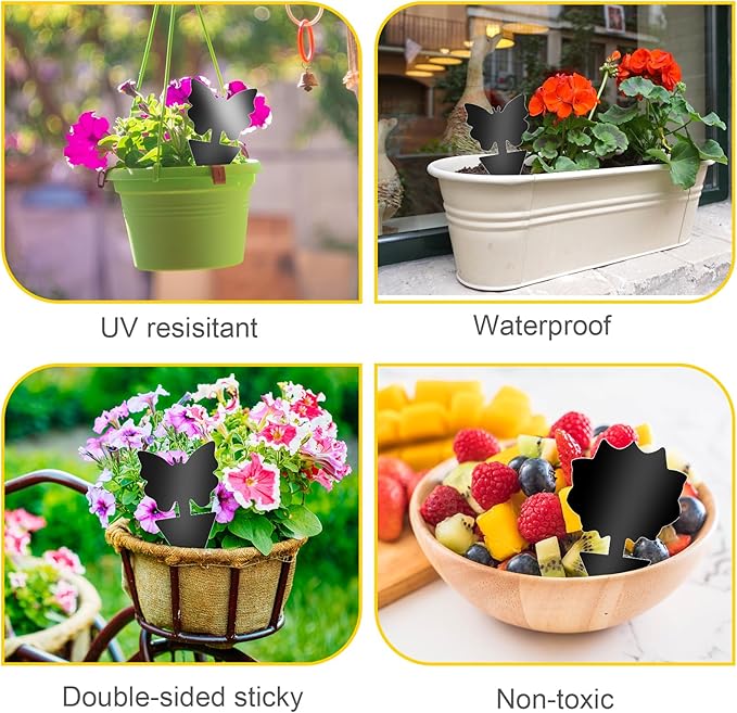Fruit Fly Traps, 60 Pack Black Sticky Traps, Fungus Gnat Traps, Plant Fly Stickers for Indoor and Outdoor Use Protect The Plant