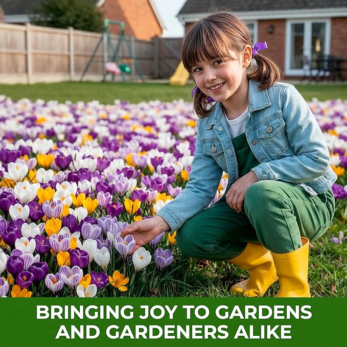 Dutch Bulbs Giant Crocus Bulb Mix, 100 Exclusive Flower Bulbs, Mix of 5 Varieties from Holland, Real Hardy and Perennial Crocus tubers/Flowers (no Seeds) for Garden, pots and Balcony