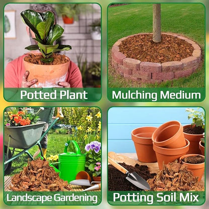 Halatool 10LBS Coco Coir Chips for Plants, 100% Compressed Organic Coco Husk with Low EC pH Balanced, Coconut Substrate Growing Mulch for Flowers, Garden, Orchids, Herbs,Landscaping