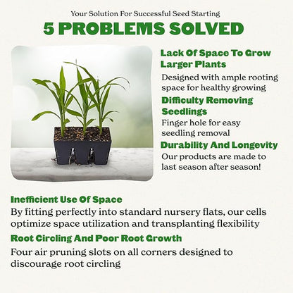 Epic Gardening Reusable Seed Starter Tray - Easy Watering Seed Starting Trays - Gardener Friendly Plant Trays for Seedlings | UV-Treated & BPA-Free -6-Cell Seed Starting Trays - 6 Trays/Black