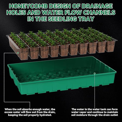 120 Cell Seed Starter Tray, Seed Starter Kit with Growth Light, 3.54-inch Humidity Dome Seedling Germinatio Starter Kit, Indoor Seed Germination Tray for Seed Reproduction and Seed Initiation