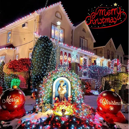 YEGUO 165ft 500 LED Christmas Lights Indoor, Red and White String Light Outdoor Waterproof, 8 Modes Green Wire Plug in with Timer Memory