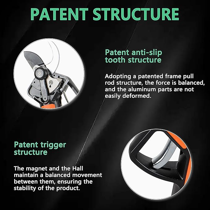Cordless Electric Pruning Shears with LCD Display, 16.8V Brushless Motor, 1.2" Adjustable Cutting Diameter, 2×2600mAh Rechargeable Batteries, SK5 Rust-Resistant Blade, Garden Tree Branch Cutter