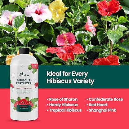 16oz Hibiscus Fertilizer - Makes 16 Gallons of Hibiscus Flowers Plant Food Outdoor - Indoor Plant Fertilizer Liquid for Vibrant, Showy Flowers, Greener Leaves, Strong Roots, and Lush Growth