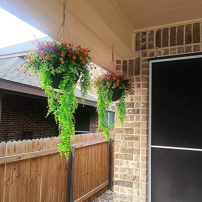 Toprooms 4pcs Artificial Hanging Plants Fake Hanging Plant Fake Plants Faux Fern Ivy Vines Outdoor UV Resistant Plastic Hanging Plants Artificial Decor (Ferns)
