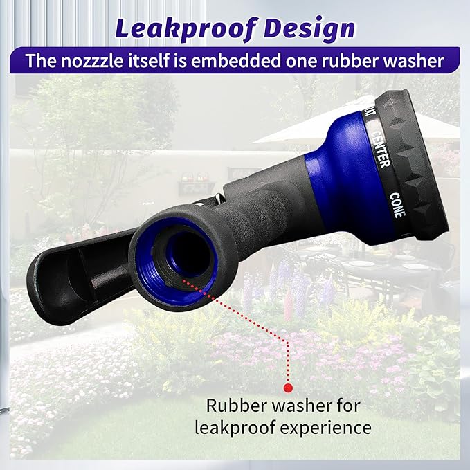 AUTOMAN Garden Hose Nozzle, 2 Pack Water Sprayer Nozzle with 7 Adjustable Watering Patterns,Slip Resistant Nozzle for Plants,Lawn,Washing Cars,Window Cleaning,Showering Pets & Outdoor Fun