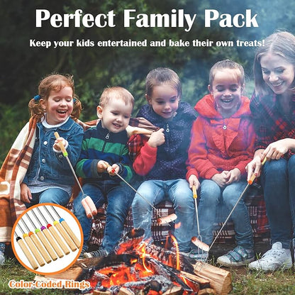 32 Inch Marshmallow Roasting Sticks Bulk, Smores Skewers for Fire Pit Kit, Hot Dog Camping Skewers Accessories Campfire Marshmellow Extendable Forks Bbq Tools Smores Sticks(20 Pack)