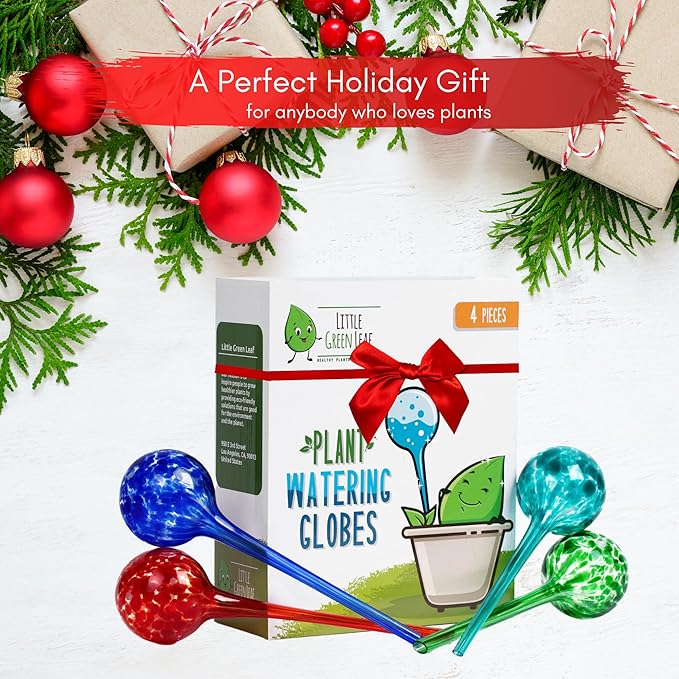 LGL Plant Watering Globes - Automatic Self Watering Globes. Decorative Self Watering Planter Inserts. Self Watering Spikes to Support Plant Health. 4 Pack x 350ml.