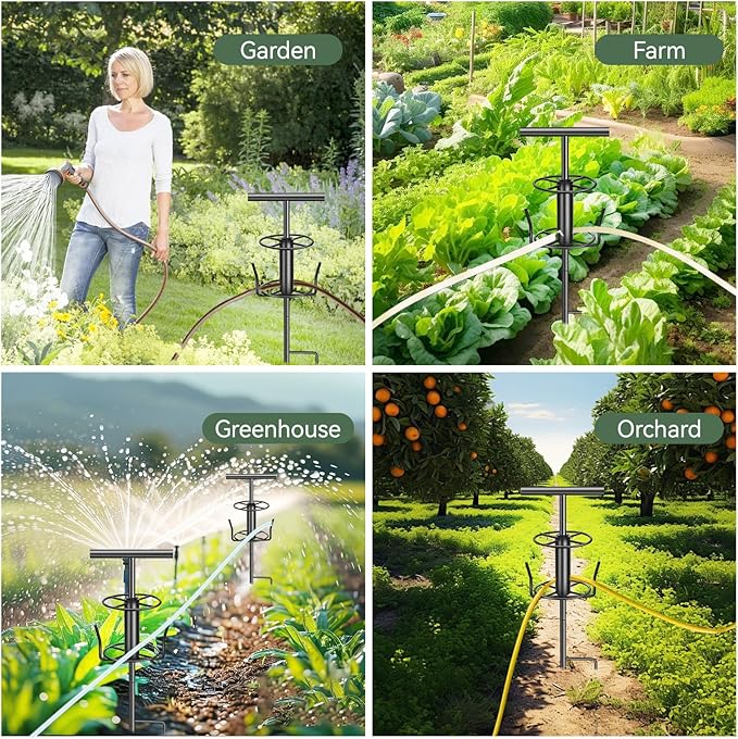 Garden Hose Guide Spike, Metal Hose Guides for Garden Heavy Duty, Hose Pulling Stand Reel for Gardens Corner, Auxiliary Water Hoses Support, Lawn & Gardens Watering Equipment, Plant Flower Protector