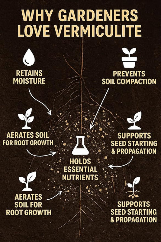 Horticultural Organic Vermiculite for Plants - Medium Grade - Natural Soil Additive for Gardening, Houseplants, Mushrooms, Potted Plants, Hydroponics, Terrariums (1 Quart)