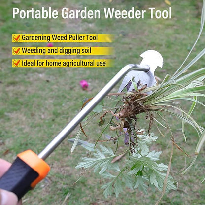 Weed Puller Tool,Portable Garden Weeder Tool,2024 New Gardening Weeding Tools,for Hand Weeder Puller for Vegetable Gardening Backyard Farm Planting & Uprooting Weeding Tool (Rubber Handle)