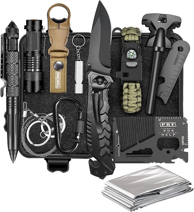 Gifts for Men Dad Husband - Christmas Stocking Stuffers, Birthday Gifts Idea for Him Boyfriend Man- Survival Kit 14 in 1, Survival Gear and Equipment, Fishing Hunting Camping Accessories, Cool Gadgets
