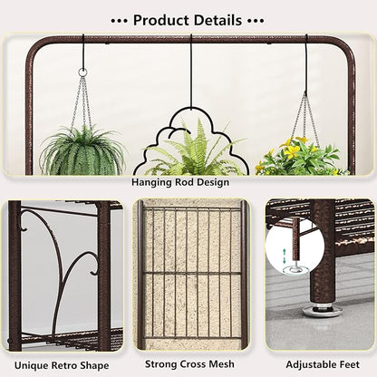 SORCEDAS Plant Stand Indoor Outdoor 3 Tier Tall Corner Hanging Shelf Metal Flower Stands Ladder Holder for Living Room Balcony Garden Patio Multiple Plants, Bronze