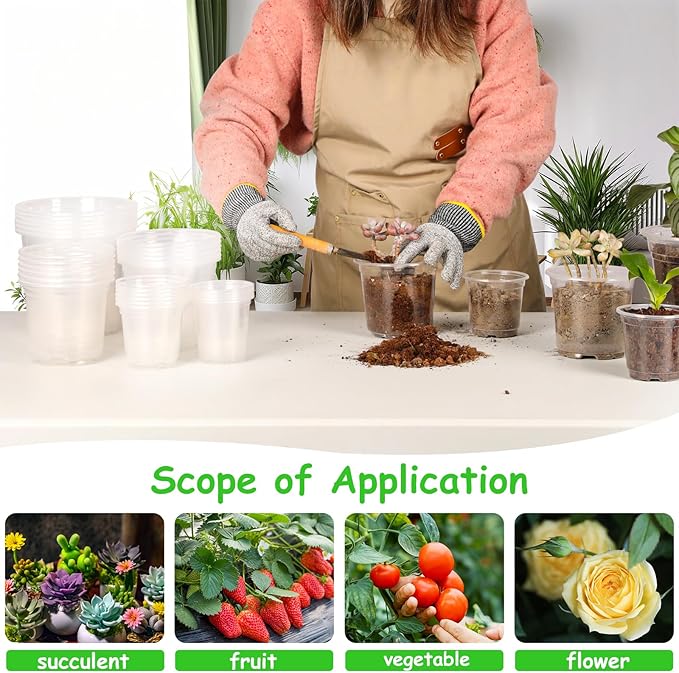 30 Pack 3.5/4/5/6/7 Inch Clear Nursery Pots with Drainage Holes, Transparent Plastic Pots for Plants, Reinforced Seed Starter Pots Flower Pots