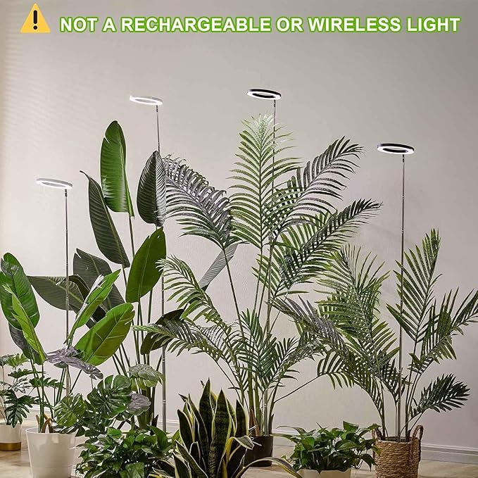 yadoker Plant Grow Light, LED Growing Light Full Spectrum for Indoor Plants, Paired with a Soil Tester,Height Adjustable, Automatic Timer, 5V Low Safe Voltage,Idea for Large Plant Light