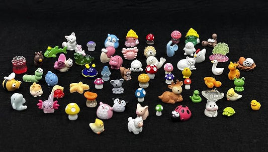 Geiomoo Mini Resin Set, Mixed Miniature Landscape Accessories for Crafts Home DIY Garden Fish Tank Decors (70 Pcs)