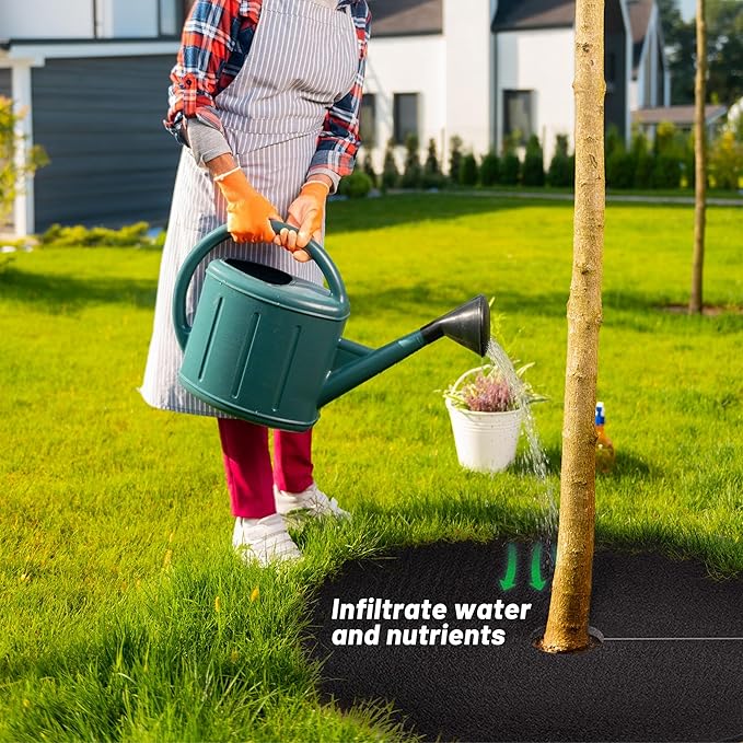 32.5 Inch Non-Woven Tree Mulch Ring,Reusable Tree Weed Barrier Mat,Degradable Tree Mulch Used to inhibit Weed Growth and Landscape Weed Control Plant Root Protection (6Pack)