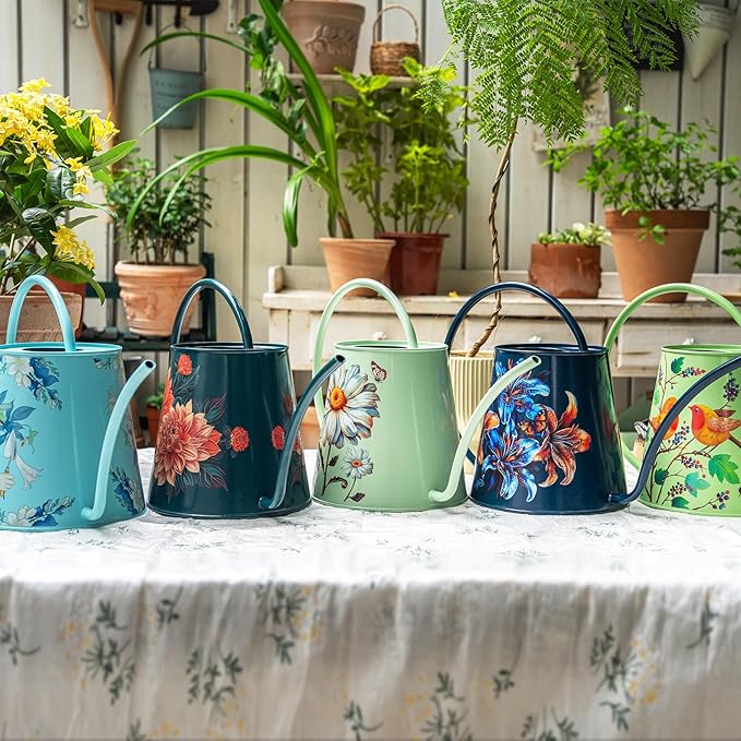 Berry&Bird House Plants Watering Can - Indoor & Outdoor 1/2 Gallon Stainless Steel Water Can with Long Spout Garden Decoration for Flower Bonsai Succulent Gardening Large Water Bottle (2L, Magnolia)