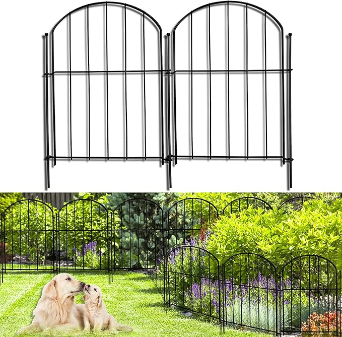 21in(H) x 26ft(L) Garden Fence Animal Barrier No Dig, 26 Panels Rustproof Arched Small Metal Fencing, 1.5in Gap Fence Border, Outdoor Decorative Fence for Yard Dogs Rabbits