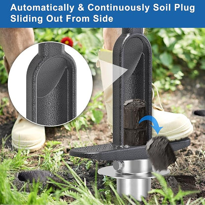 Grass Plugger Tool with Adjustable Digging Depth from 3 to 6 Inch Bulb Planter with Long Handle Plug Cutter Bulb Transplanter Tool for Plants Digging Holes, Repair of Turf, Transplant Seedling