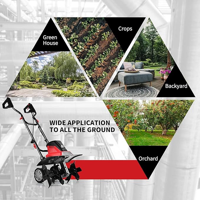 Goplus 14-Inch 10 Amp Corded Electric Tiller and Cultivator, Powerful Tillers w/ 9-Inch Tilling Depth, 4 Tines, Rototillers Tool for Garden Lawn Soil Digging