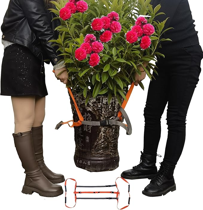 Garden Flower Pots Pot Moving Strap,with Handle,Landscaping Lifting Straps, Move Heavy Flower Pots, Planters, Trees, Rocks,Pot Tool,Up to 200 lbs,Gray Orange,Middle and Small