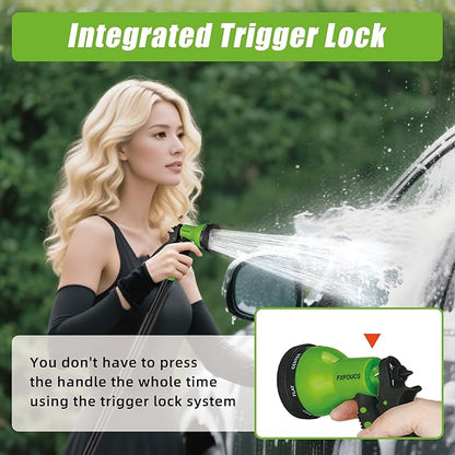 Garden Hose Nozzle Sprayer– this high heavy-duty spray nozzle offer 7 watering patterns for watering plants, lawns & gardens, washing cars, household cleaning and showering pets. (Green)