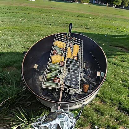 Stainless Steel Flat Rotisserie Grill Basket Standard Size, Fits 1/2" or 3/8" Hexagon, 3/8" or 5/16" Square Spit Rod, If 3/4" Square Spit Rod MUST Use Together With DEWOSEN Rotisserie Forks