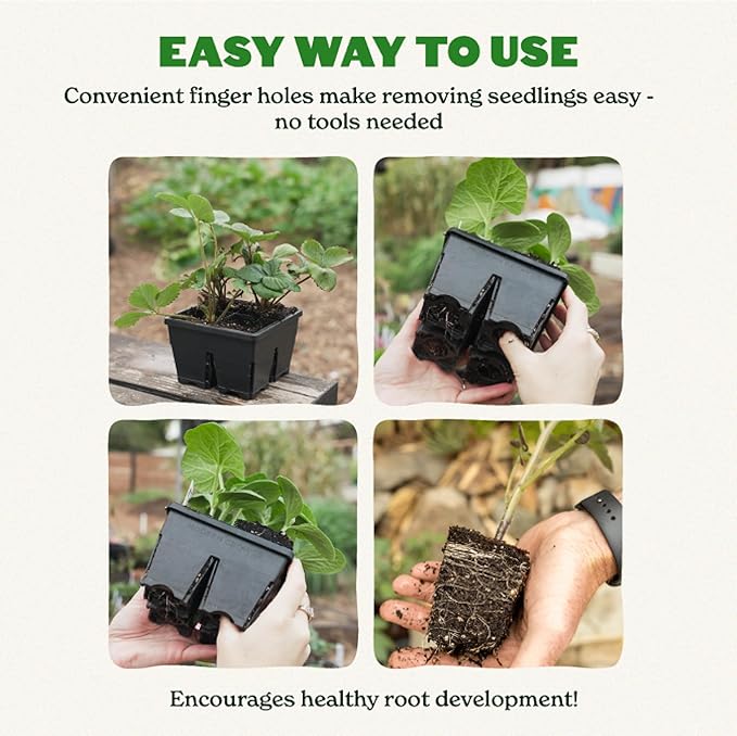 Epic Gardening Reusable Seed Starter Tray - 4 Cell 3"/32 Seedling Starter Trays - Easy Watering, Indoor Greenhouse, Plant Starter, Gardener-Friendly for Seedlings | UV-Treated & BPA-Free - Black
