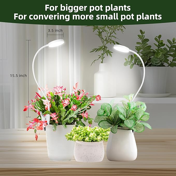 Grow Light for Indoor Plants Full Spectrum Plant Grow Lights 72 LED Plant Light Grow Lamp for Indoor Growing Pot Clip LED Plant Lamp (White, 1)