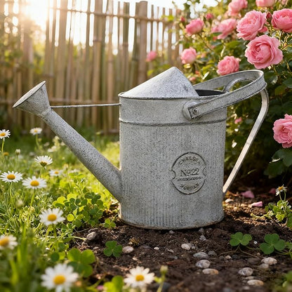 Vintage Metal Watering Can with Chelsea No.22 Design Garden Decorative Watering Pot Farmhouse Waterer for Home Indoor Outdoor Garden Balcony Courtyard (Gray#2)