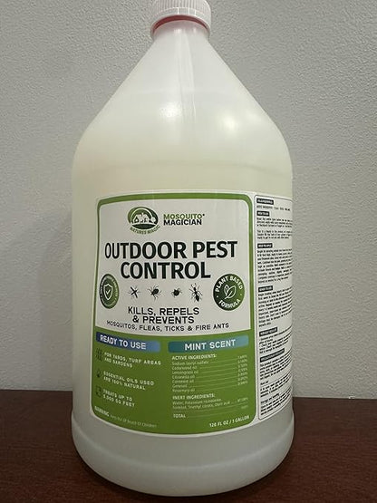 Mosquito Magician Ready to Use Liquid Solution – Kills Mosquitoes, Fleas & Fire Ants – Use with Mosquito Foggers, Sprayers & Misting Systems – Pet & Yard Safe for Lawns, Patios, Outdoors, 1 Gal - Mint