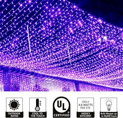 UL Listed 50 Count 5mm Led Lights,Outdoor Mini Led String Lights for Garden Patio Halloween Christmas Trees Lighting Decorations,17 Feet Green Wire,Purple Color