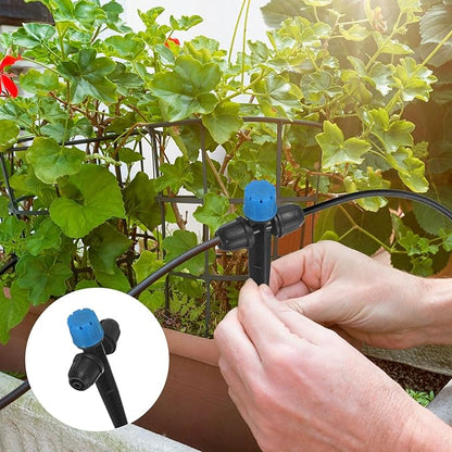 15-Pack Drip Irrigation Emitters Sprayers, Drippers on 5"/13mm Stake Adjustable 360 Degree Water Flow 8 Holes for 1/4" Drip Irrigation Tubing for Watering System [Blue, Drip]