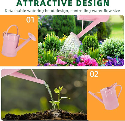Metal Watering Can for Outdoor Plants, 2 Gallon, Garden Watering Can for Flower, Houseplants (Pink)