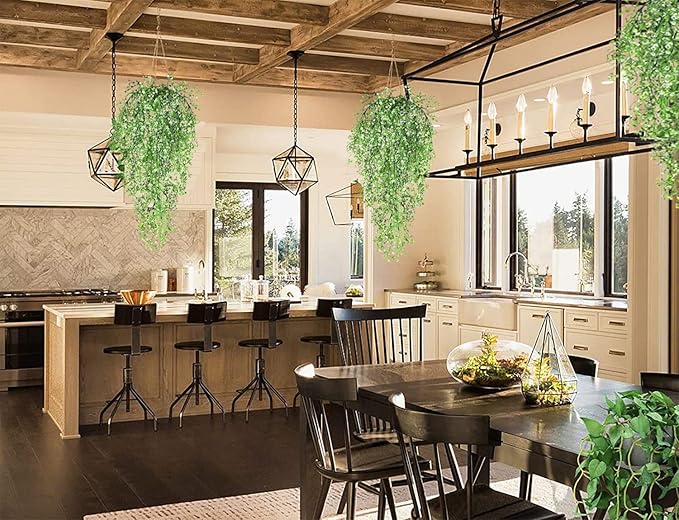 Toprooms Hanging Fake Plants,4 Pcs Faux Eucalyptus Leaf Greenery Vine Plant Faux Plants Fake Ivy Room Decor Home Garden Wedding Party Indoor Outdoor Decorations (White 4P)