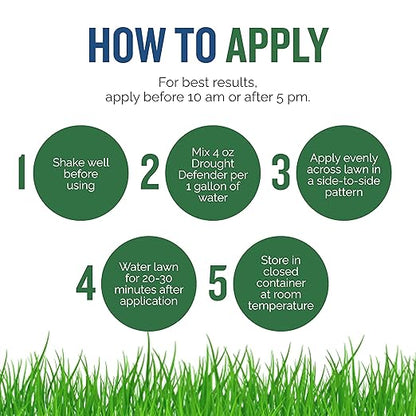 Turf Titan Drought Defender Hose End - Shields Heat and Nutrient Rich Plant Food - Ideal Summer Soil Liquid Fertilizer Promoting Healthy Green, Water-Conserving Turf Grass - Covers up to 8,000 Sq Ft