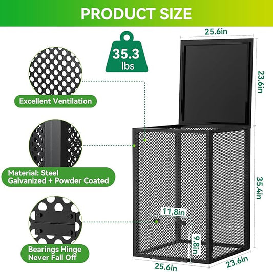 Compost Bin Outdoor - Large 93-Gal Galvanized Steel Perforated Sheet Compost Bucket with Rust-Proof Coating, Heavy-Duty & Easy Assembly, Fast Creation of Fertile Soil, for Garden, Kitchen & Yard Waste