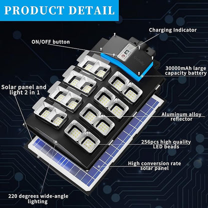 Gefolly SL-2800W Solar Street Lights Outdoor, 280000LM Commercial Parking Lot Light Dusk to Dawn 6500K Security Flood Lights Lamp with Motion Sensor for Garden, Basketball Courts
