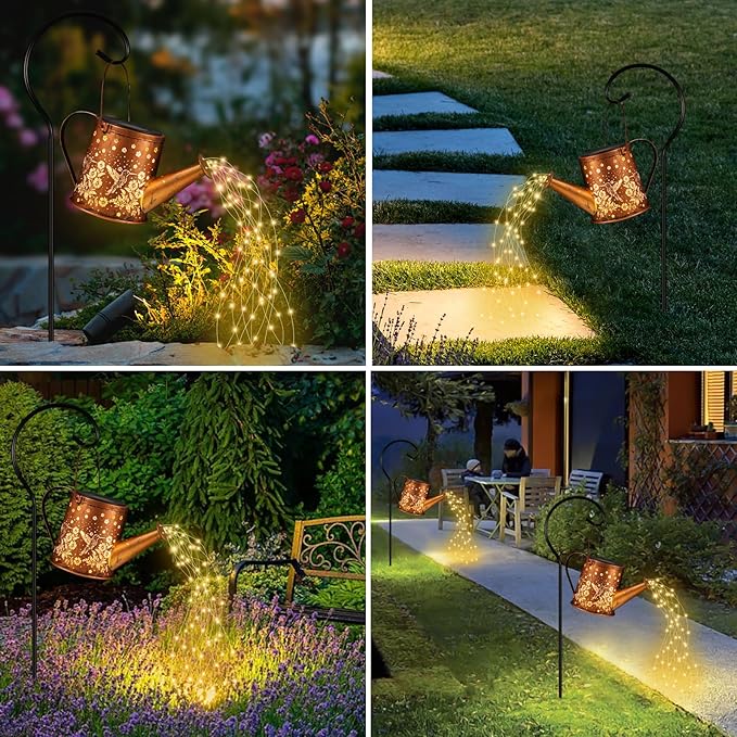 Solar Watering Can Light, Solar Powered Hanging Lantern Landscape Lights, Decorative Garden for Yard Waterproof Garden Decor, Gifts for Mom, Grandma（Hummingbird）