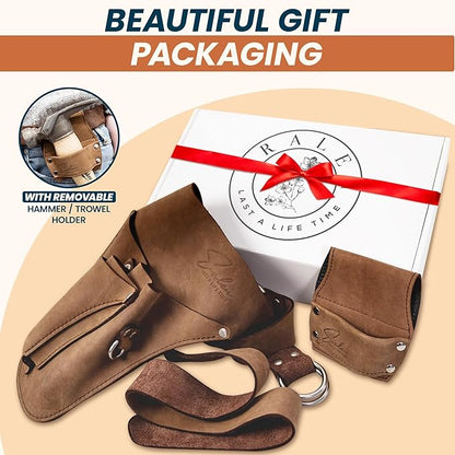 Leather Garden Utility Belt for Women - Florist Tool Holster, Gardening Apron - Gift Box Included, Hammer Holder