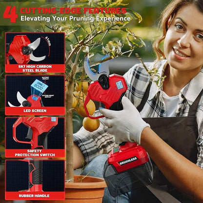 Electric Pruning Shears Compatible with Milwaukee 18v Battery, Portable Cordless Pruning Shears with Brushless Motor, LCD Display, Adjustable Cut, Battery Powered Tree Trimmer (Tool Only)