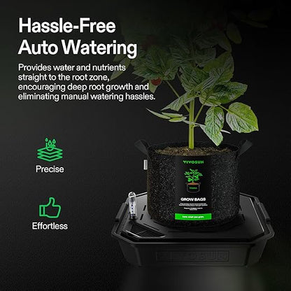 VIVOSUN 4-Pack FlexFeed Self-Watering Pots, Auto Irrigation Fabric Pot Base with Water Meter & Maintenance Window, for Use Indoors/Outdoors in Grow Tents, Greenhouses, Gardens