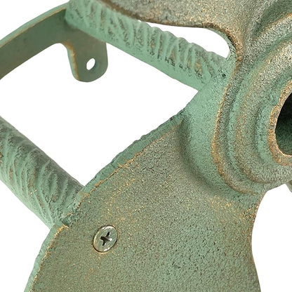 Nautical Boat Propeller Garden Hose Holder – Cast Iron with Verdigris and Bronze Finish, Wall-Mounted, 10.5" Diameter, 6" Depth, Holds 75 Feet of Hose, Decorative and Durable Outdoor Storage