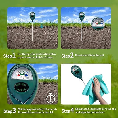 2 Pcs Green Soil Moisture Meter, Plant Water Meter, Moisture Meter for Plants, Soil MoistureTester, Soil Water Gauge for Plants, Plant Moisture Monitor No Battery Needed (Green+Green)