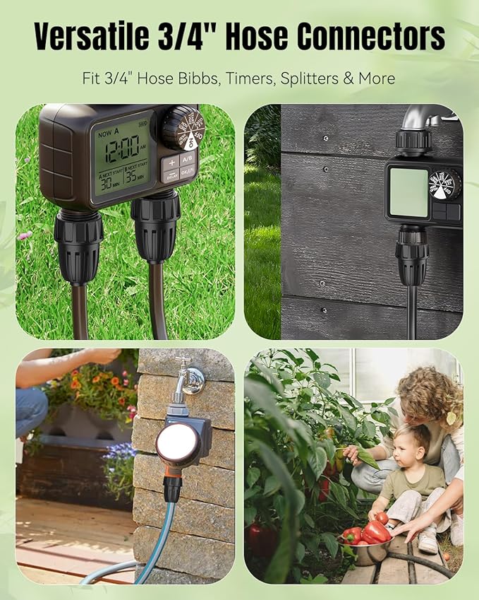 Pawfly 10 Pcs 1/2" to 3/4" Hose Adapter, 1/2 Inch Drip Irrigation Tubing to Faucet/Garden Hose Adapter, 3/4 Inch Garden Faucet Connectors, 3/4" FHT to 1/2" Drip Irrigation Fittings