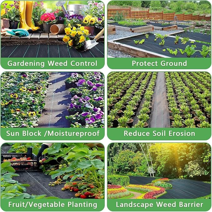 4FT*100FT Landscape Fabric Weed Barrier Fabric Heavy Duty, Weed Gardening Ground Cover Mat, Weed Control Garden Cloth, Woven Geotextile Fabric for Underlayment, Commercial Driveway Fabric, Black