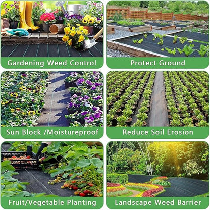 4FT*100FT Landscape Fabric Weed Barrier Fabric Heavy Duty, Weed Gardening Ground Cover Mat, Weed Control Garden Cloth, Woven Geotextile Fabric for Underlayment, Commercial Driveway Fabric, Black