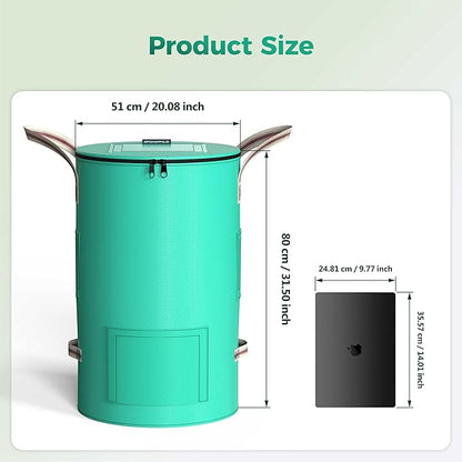 Reusable Garden Yard Waste Bag – 43 Gallon Breathable Thickened Reusable Lawn Bag, with 4 Handles for Easy Moving & Foldable Design, for Leaf & Miscellaneous Debris Collection(Green)